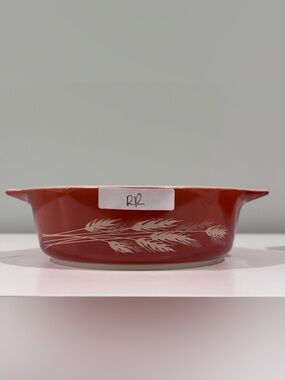 Pyrex Rust 471 Autumn Harvest Vintage Red Wheat Pattern Casserole Dish